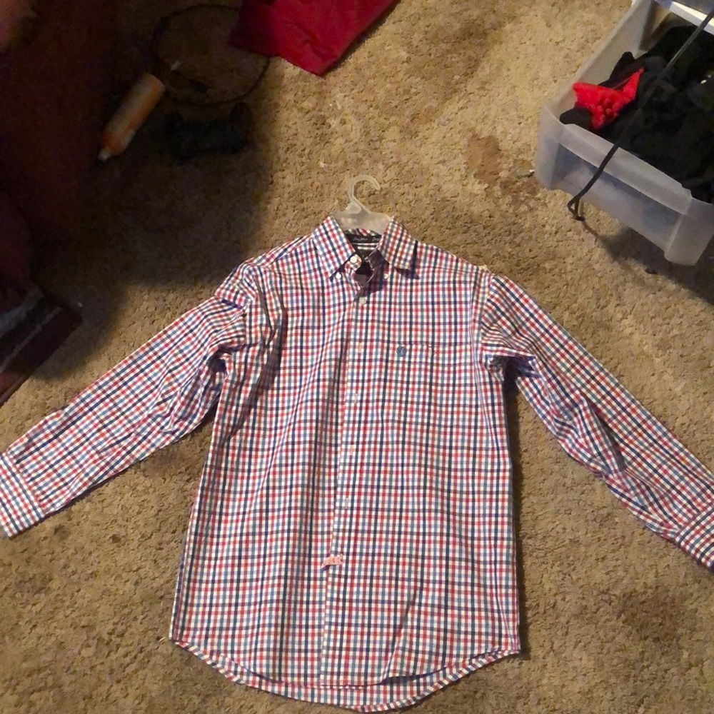small-button up shirt